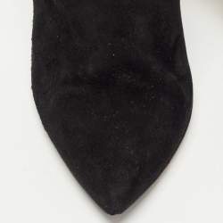 Pre Owned Jimmy Choo Black Suede And Fox Fur Tesler Ankle Boots Size 39