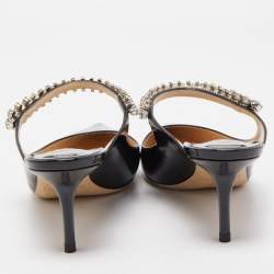 Pre Owned Jimmy Choo Black Patent Leather Bing Mules Size 38.5