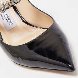 Pre Owned Jimmy Choo Black Patent Leather Bing Mules Size 38.5