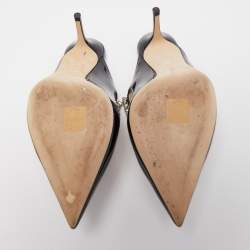 Pre Owned Jimmy Choo Black Patent Leather Bing Mules Size 38.5