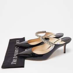 Pre Owned Jimmy Choo Black Patent Leather Bing Mules Size 38.5
