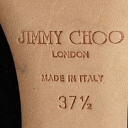 Pre Owned Jimmy Choo Black Suede and Watersnake Leather Ankle Strap Sandals Size 37.5