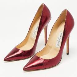 Pre Owned Jimmy Choo Metallic Python Embossed Leather Romy Pumps Size 39