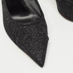 Pre Owned Jimmy Choo Black Glitter Mesh Love Pumps Size 39.5