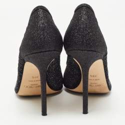 Pre Owned Jimmy Choo Black Glitter Mesh Love Pumps Size 39.5