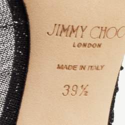 Pre Owned Jimmy Choo Black Glitter Mesh Love Pumps Size 39.5