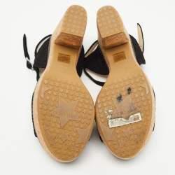 Jimmy Choo Black Suede Cork Block Heel Sandals Size 41