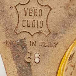 مملوكة مسبقًا Jimmy Choo Yellow Patent Leather Cork Wedge  Sandals Size 36