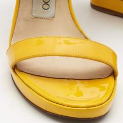 مملوكة مسبقًا Jimmy Choo Yellow Patent Leather Cork Wedge  Sandals Size 36