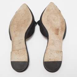 مملوكة مسبقًا Jimmy Choo Black Suede and Logo Canvas Gretchen Flat Mules Size 41