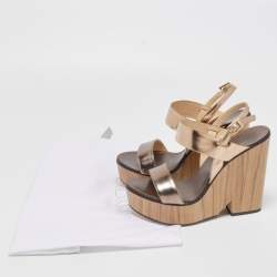 Jimmy Choo Metallic Leather Notion Wedge Sandals Size 39.5
