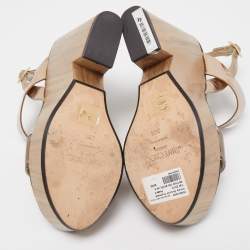 Jimmy Choo Metallic Leather Notion Wedge Sandals Size 39.5