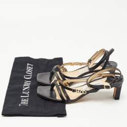 Pre Owned Jimmy Choo Black Leather Ankle Strap Sandals Size 37