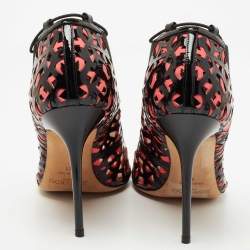 Pre Owned Jimmy Choo Black/Pink Patent Leather Tactic Open Toe Booties Size 41