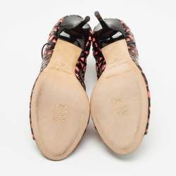 Pre Owned Jimmy Choo Black/Pink Patent Leather Tactic Open Toe Booties Size 41