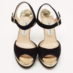 Pre Owned Jimmy Choo Black Suede Pavlova Sandals Size 39.5
