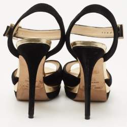 Pre Owned Jimmy Choo Black Suede Pavlova Sandals Size 39.5