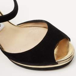 Pre Owned Jimmy Choo Black Suede Pavlova Sandals Size 39.5