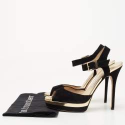 Pre Owned Jimmy Choo Black Suede Pavlova Sandals Size 39.5