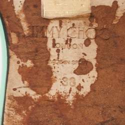 Pre Owned Jimmy Choo Green Leather Ankle Strap Flats Size 38