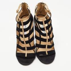 Pre Owned Jimmy Choo Black Suede Cage Sandals Size 40   