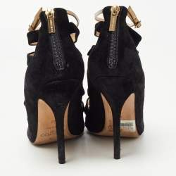 Pre Owned Jimmy Choo Black Suede Cage Sandals Size 40   