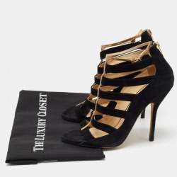 Pre Owned Jimmy Choo Black Suede Cage Sandals Size 40   