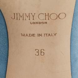 Pre Owned Jimmy Choo Blue Suede Bing Crystal Embellished Pointed Toe Mules Size 36