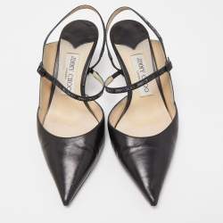 Pre Owned Jimmy Choo Black Leather Ray Slingback Pumps Size 37