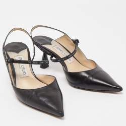 Pre Owned Jimmy Choo Black Leather Ray Slingback Pumps Size 37