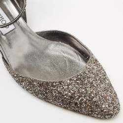 Pre Owned Jimmy Choo Silver Glitter Vicky Slingback Pumps Size 40.5