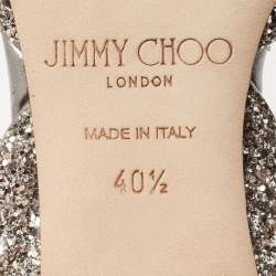 Pre Owned Jimmy Choo Silver Glitter Vicky Slingback Pumps Size 40.5