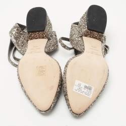 Pre Owned Jimmy Choo Silver Glitter Vicky Slingback Pumps Size 40.5