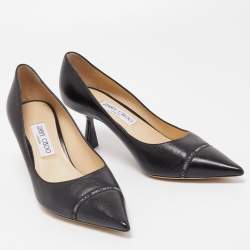 Pre Owned Jimmy Choo Black Leather Rene Pumps Size 40