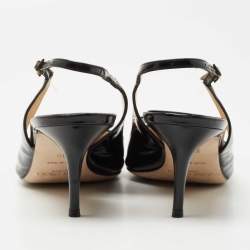 Pre Owned Jimmy Choo Black Patent Leather Mara Slingback Pumps Size 40
