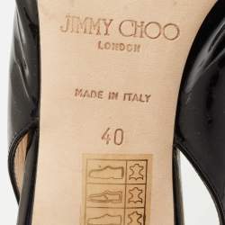 Pre Owned Jimmy Choo Black Patent Leather Mara Slingback Pumps Size 40