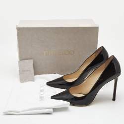 Pre Owned Jimmy Choo Black Patent Leather Romy Pumps Size 38.5