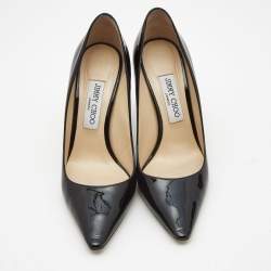 Pre Owned Jimmy Choo Black Patent Leather Romy Pumps Size 38.5
