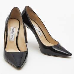 Pre Owned Jimmy Choo Black Patent Leather Romy Pumps Size 38.5