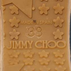 مملوكة مسبقًا Jimmy Choo Blue Leather Prima Cock Wedge Slides Size 38