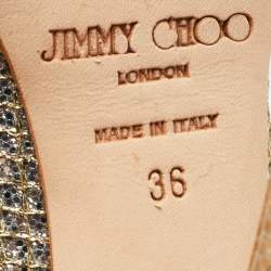 Pre Owned Jimmy Choo Silver/Gold Glitter Clue Slingback Pumps Size 36