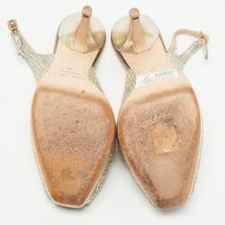 Pre Owned Jimmy Choo Silver/Gold Glitter Clue Slingback Pumps Size 36