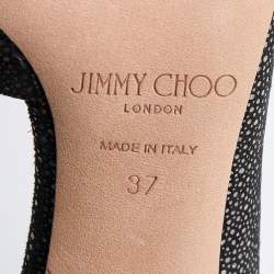 Pre Owned Jimmy Choo Black/Silver Suede Lucy Ankle Strap Pointed Toe Pumps Size 37