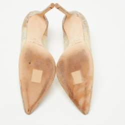 Pre Owned Jimmy Choo Beige Mesh and Lace Romy Pumps Size 38