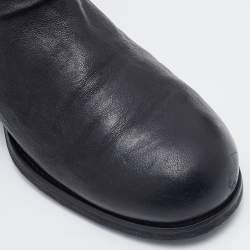 Pre Owned Jimmy Choo Black Leather Buckle Detail Ankle Boots Size 40