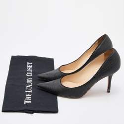 Pre Owned Jimmy Choo Black Glitter Romy Pointed Toe Pumps Size 38