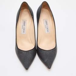 Pre Owned Jimmy Choo Black Glitter Romy Pointed Toe Pumps Size 38