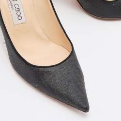 Pre Owned Jimmy Choo Black Glitter Romy Pointed Toe Pumps Size 38