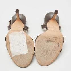 Jimmy Choo Dark Brown Leather Indie Slingback Sandals Size 38