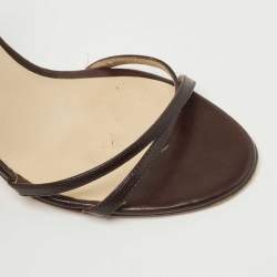 Jimmy Choo Dark Brown Leather Indie Slingback Sandals Size 38